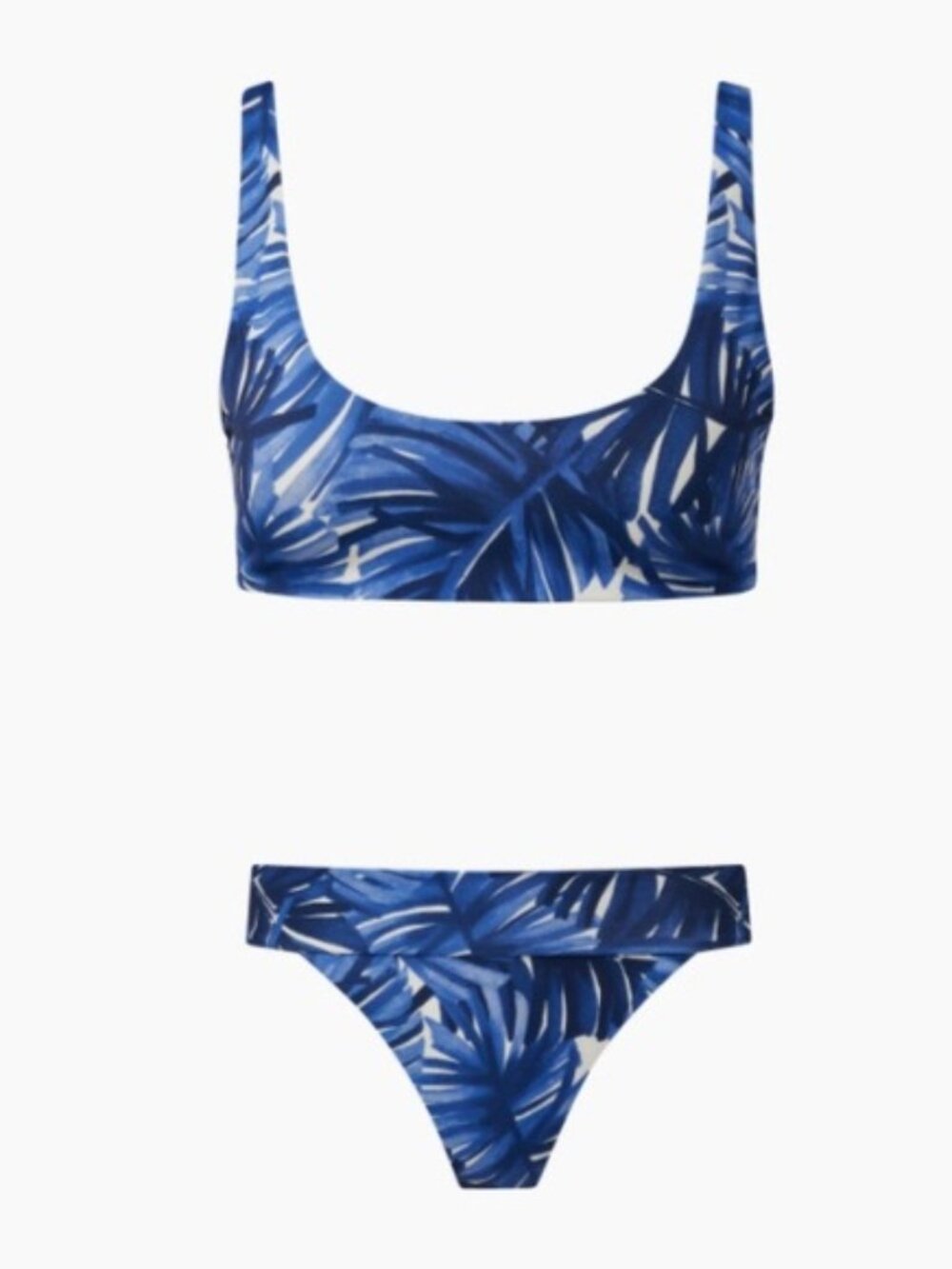 Onia Blue Palm Print Bikini Set (S top, M bottom)